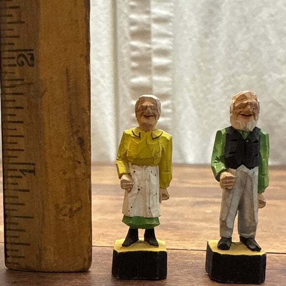 Hand Carved & Painted Wooden MINIATURE Figurines Flat Plane Folk Art Trinkets - Picture 7 of 7